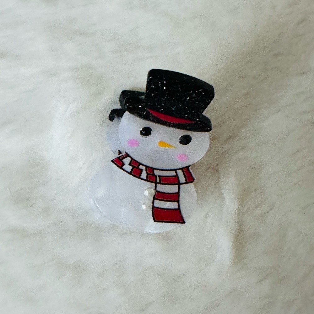 Snowman Mini Hair Claw Clip for Kids - Black, White, Red